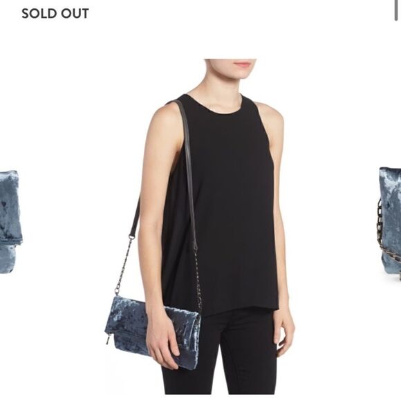 NWT Sole Society Blue Crushed Velvet Clutch - Picture 2 of 2